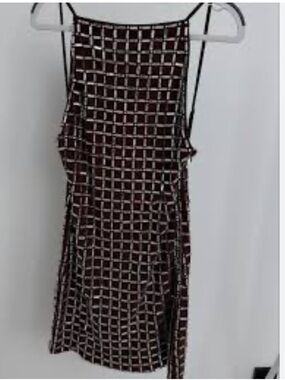 Zara Black Grid-Print Mini Dress